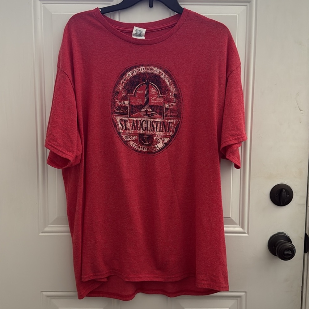 Red St. Augustine Graphic Tee Shirt. Size XL.